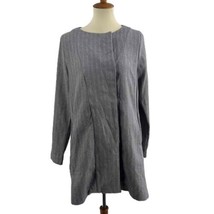 Nu New York Gray Pinstripe Wool Collarless Blazer Jacket Snap Closure S/M - £35.58 GBP