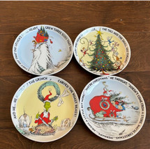 The Grinch Set of 4 Appetizer / Dessert Plates New Ceramic Christmas - £29.05 GBP