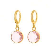 Pink Crystal &amp; 18K Gold-Plated Round Huggie Drop Earrings - £10.35 GBP