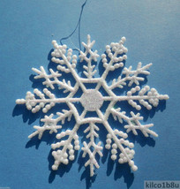 10 pieces AB (Aurora Borealis) 4&quot; Pearlized Glitter Plastic Snowflake Or... - $6.00