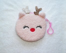 Furry Pink Reindeer Zipper Coin Purse NEW Stocking Stuffer - £6.11 GBP