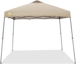 CROWN SHADES 9x9&#39; Pop-Up Canopy with 11x11 Base Easy Up Beach Canopy, Beige - £87.81 GBP