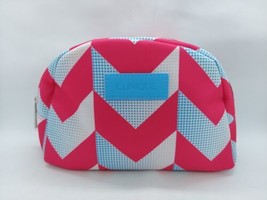 Clinique Make Up Bag Cosmetics Pink &amp; Blue Chevron New - $8.90