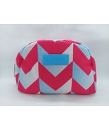 Clinique Make Up Bag Cosmetics Pink &amp; Blue Chevron New - $12.14 CAD