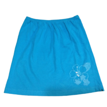 Simply Basic VTG Y2K Girls Cotton Skirt Size 10/12 Pull On Elastic Waist Blue - $10.66