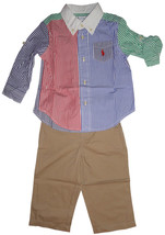 Polo Ralph Lauren Baby Boys 2 Pc. Outfit Set Multicolor Shirt &amp; Khaki Pa... - $39.99