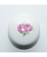 Vintage White Ceramic Floral Roses Knob Handle Cabinet Drawer Handle - £1.95 GBP