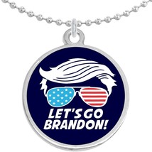 Lets Go Brandon Trump Hair Round Pendant Necklace Beautiful Fashion Jewelry - £8.60 GBP