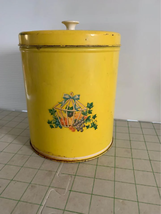 Vintage Yellow Metal Tin Canister - £11.92 GBP