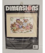 VTG Dimensions Counted CROSS STITCH KIT Teddy Bears Tea Party Dawna Bart... - £14.89 GBP