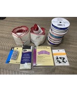 Lot Of Sewing Supplies Includes 9 Spools Of New Ribbon; Two Zippers; But... - $14.95