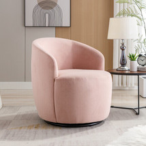 Velvet Fabric Swivel Accent Armchair Barrel Chair - Pink - £186.21 GBP