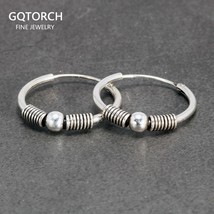 18mm Hoop Earrings for Women 925 Sterling Silver Retro Round Thai Silver Circle  - £21.17 GBP