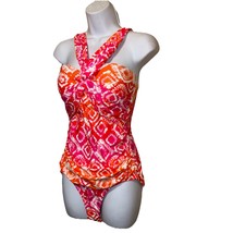 Anne Cole One Piece Swimsuit Floral Coral Orange White Wireless SZ 14 NEW - $97.02