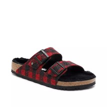 Birkenstock women&#39;s arizona rivet shearling sandal in Plaid Red - £91.82 GBP