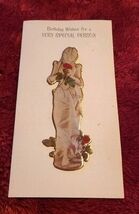 VTG Forget Me Not Birthday Card White Statue Woman Holding Carnations Cl... - $9.99