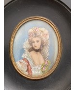 Antique Miniature PORTRAIT Painting FRENCH ENAMEL Lady Marquise de Brimc... - $173.25