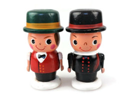 Waiter salt and pepper shakers vintage novelty wooden chef shakers - £15.89 GBP