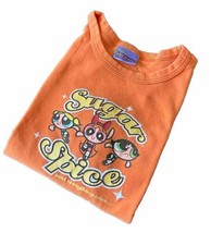 Vintage 2000s Power Puff Girls Crop Top Ringer T Shirt XS Orange Cartoon Network - £18.23 GBP