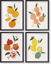 Lemon Orange Peach Pear Fruits Prints Set Of 4 Home Kitchen Bedroom Living Room - $29.95