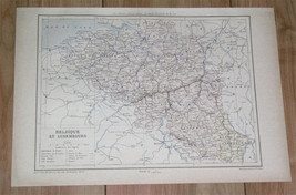 1887 Original Antique Map Of Belgium / Luxembourg - £12.08 GBP