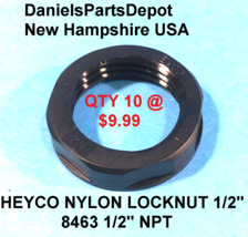 x10 HEYCO 8463 1/2 NPT BLACK LIQUID TIGHT CORD GRIP STRAIN RELIEF NYLON ... - $9.99