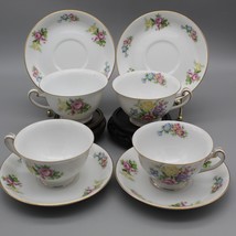 Tea Cup &amp; Saucers Set of 4 Floral Spring Vintage Kingswood China Occupied Japan  - £13.46 GBP