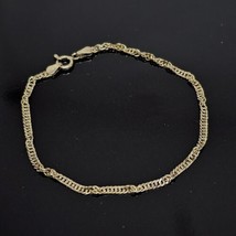 925 Sterling Silver Vermeil -  Twisted Flat Link Chain Bracelet 7.2&quot; Long Italy - £19.53 GBP