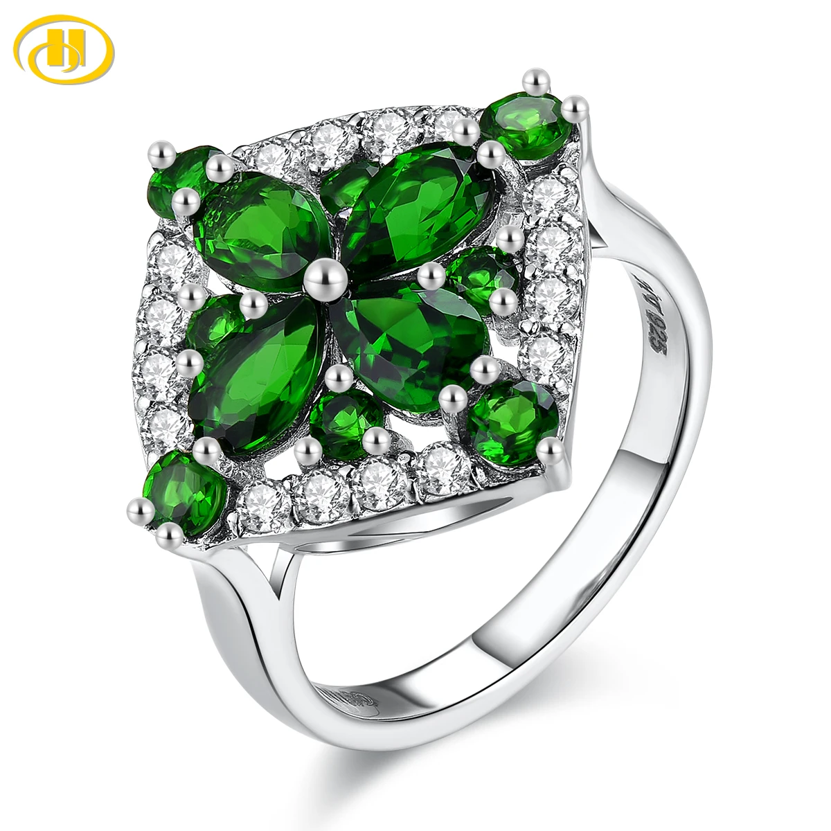 Stock Clearance Natural Chrome Diopside Silver Rings 2.3 Carats Genuine Gemstone - £53.85 GBP