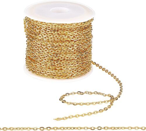 Gold Cable Chain Link Roll Bulk Jewelry Supplies 3x2mm 32ft Wholesale Lot