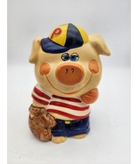 Vintage Ceramic Pig Baseball Player Piggy Bank - Made In Taiwan - $39.99
