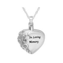 Sterling Silver &quot;In Loving Memory&quot; Heart Pendant/Necklace Cremation Urn - £67.93 GBP