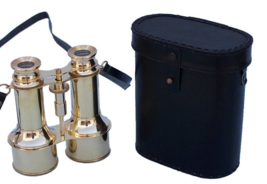 Binoculars 6&quot; Commanders Brass Binoculars  with Leather Case - £64.69 GBP