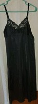 Womens Hanes Her Way Size 36 Slip Night Gown Black Lace Top 100% Nylon - $17.99