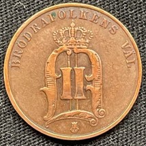 1883 Sweden 2 Ore Oscar II Coin KM#769 - £5.52 GBP