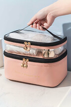 Pink Waterproof PVC Double Layer Cosmetic Bag - $25.48