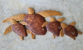  Sea Turtles / Wood Hanging Display With Hooks Sign , Key Rack - $28.45