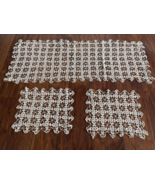 new HANDMADE Vintage 31&quot; x 12&quot; Crochet Lace Tablecloth + 2 Napkins Home ... - $39.50