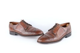 Vtg 70s Rockabilly Mens 10.5 D Pebble Grain Leather Wingtip Dress Shoes ... - $98.95