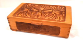 Vintage Quality Hand Carved Wooden Jewelry Box Dresser Box Mirrored - £17.62 GBP