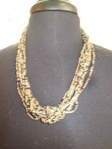 Autumn Fall Seed Bead Knotted Multi-Strand Necklace Worn Once Cute! - £7.89 GBP