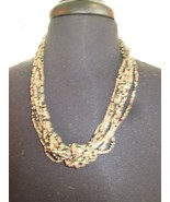Autumn Fall Seed Bead Knotted Multi-Strand Necklace Worn Once Cute! - £7.91 GBP