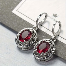 S925 Silver Bohemian Hoop Earrings with Red Accents - $23.21