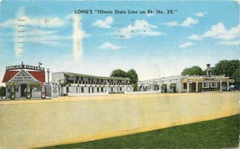 Gas Station 1952 Long&#39;s Illinois State Line Route 30 Kropp Postcard 21-2490 - $5.27