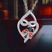 Ladybug Necklace for Women Sterling Silver Infinity Love Heart Pendant Necklace - $109.00