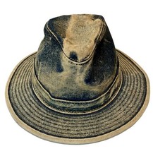 Vintage USA Henschel Hatquarters Denim Stone Wash Hat Large 7 3/4x6 3/4 5in Tall - £39.54 GBP