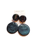 Teal Rainbow Stripe Polymer Clay Earrings - $53.23 CAD