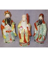 Vintage Porcelain Ceramic Oriental Three Deity Wisemen Figurine Set Fu L... - $128.83 CAD