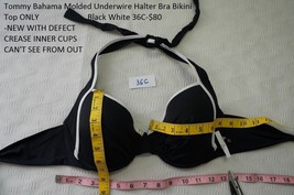 Tommy Bahama Molded Underwire Halter Bra Bikini Top ONLY Black White 36C... - $30.44