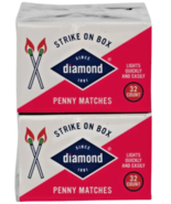 10 Boxes Diamond Wood PENNY Green MATCHES 32 x 10=320 STRIKE ON BOX wood... - $441.14 MXN